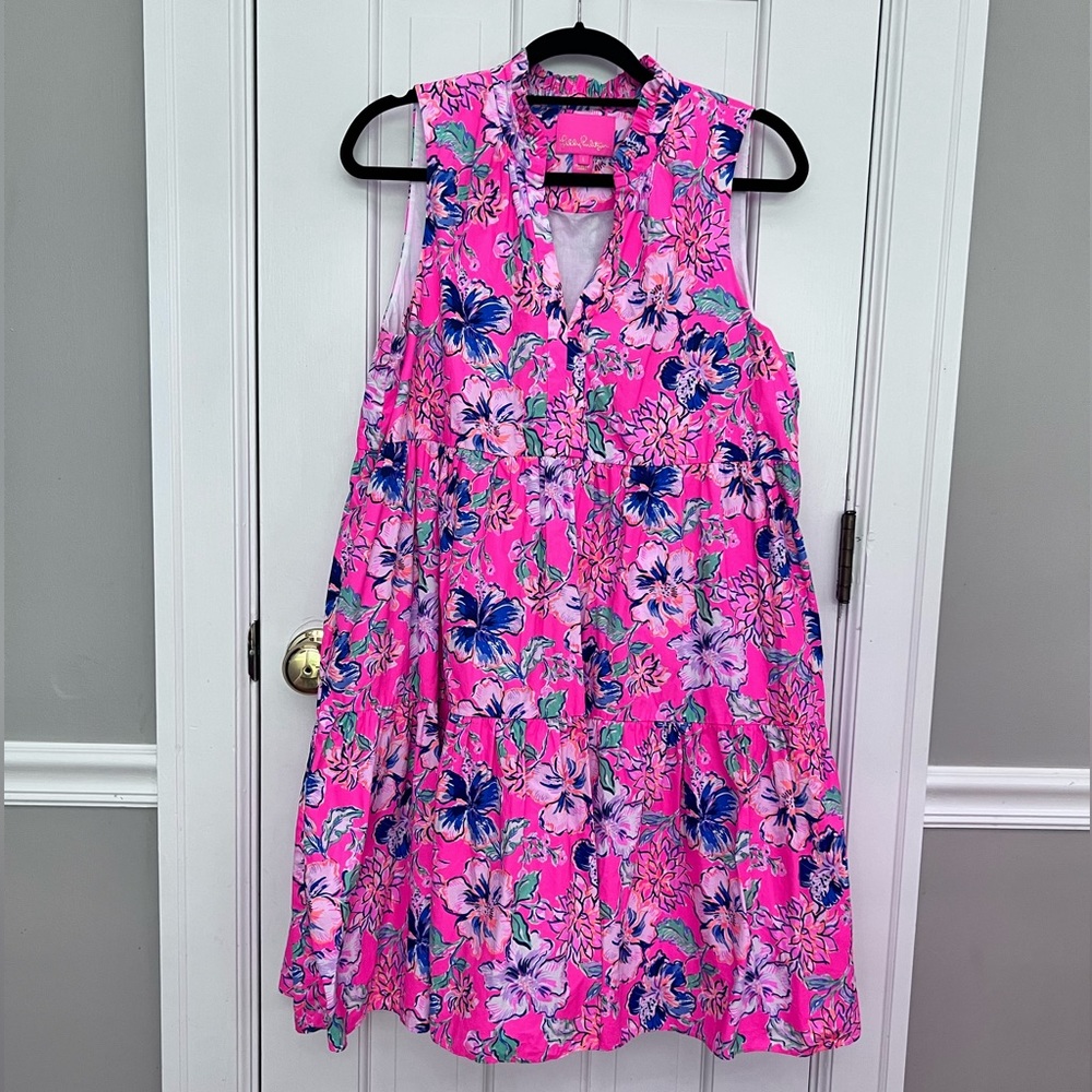 EUC Lilly Pulitzer Novella Dress Pink Isle Large